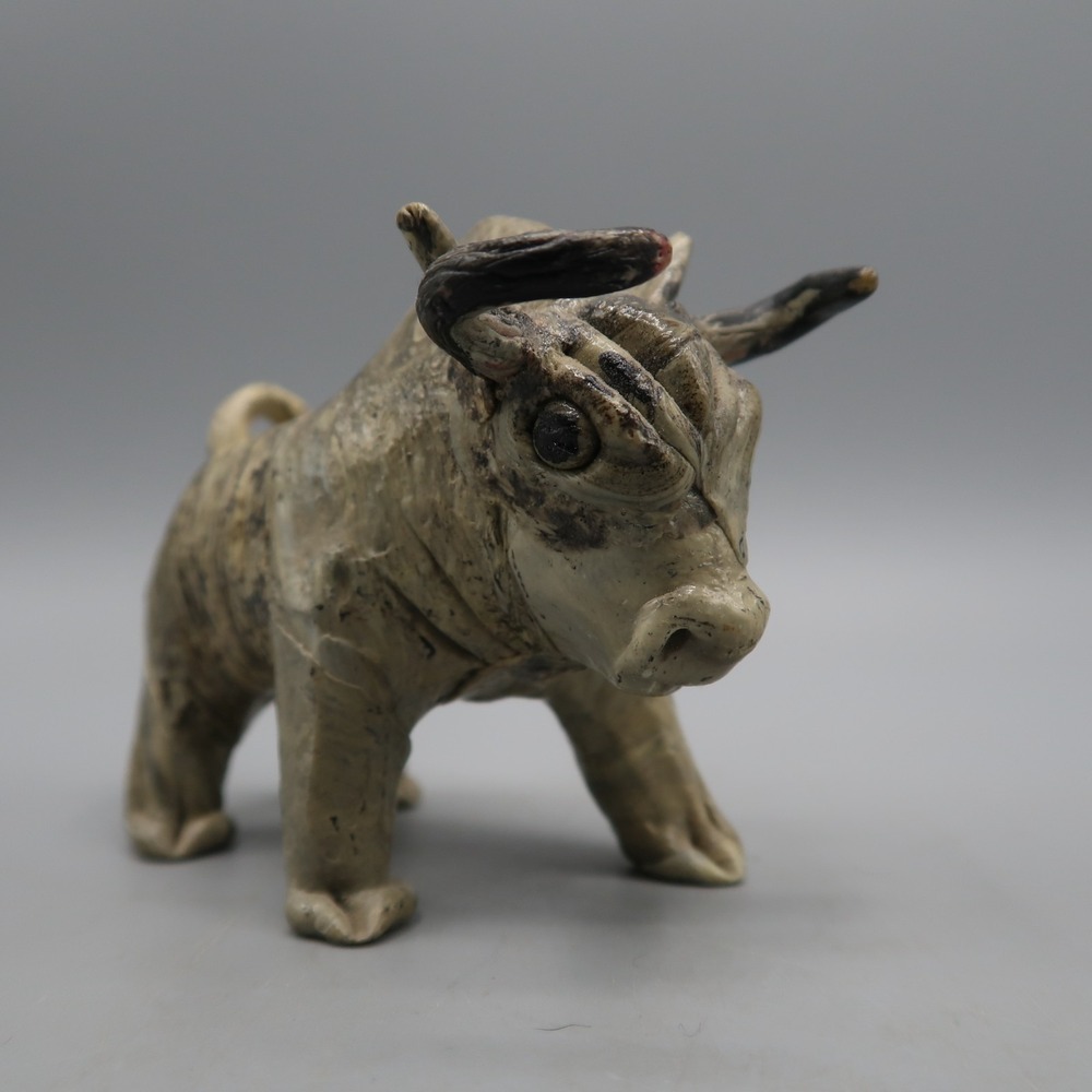 Artisan‎ Hand-Carved Bull Sculpture Rustic Home Decor Farm Animal